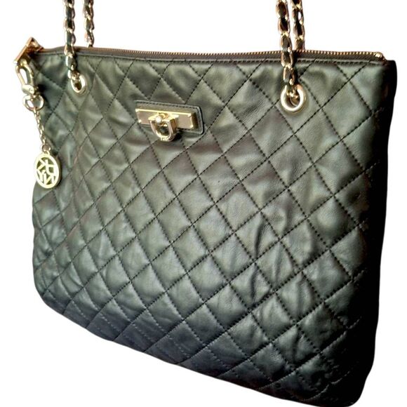 DKNY Gansevoort Quilted Black Napa Lamb Leather Tote - Picture 3 of 8